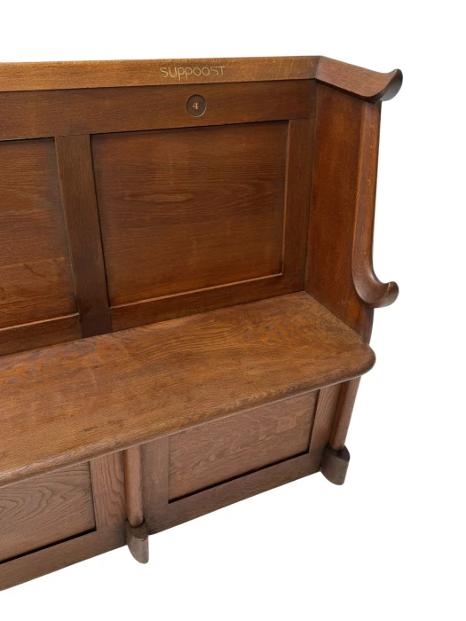 Willem Penaat Art Deco Three-Seat Bench, Solid Oak, 1920s